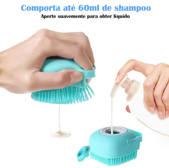 Escova com Shampoo Massageadora para Pets