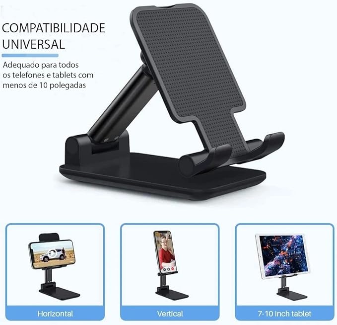 Suporte Celular de Mesa Retrátil Móvel Ajustável Portátil Smartphone Tablet iPad Xiaomi Escritório